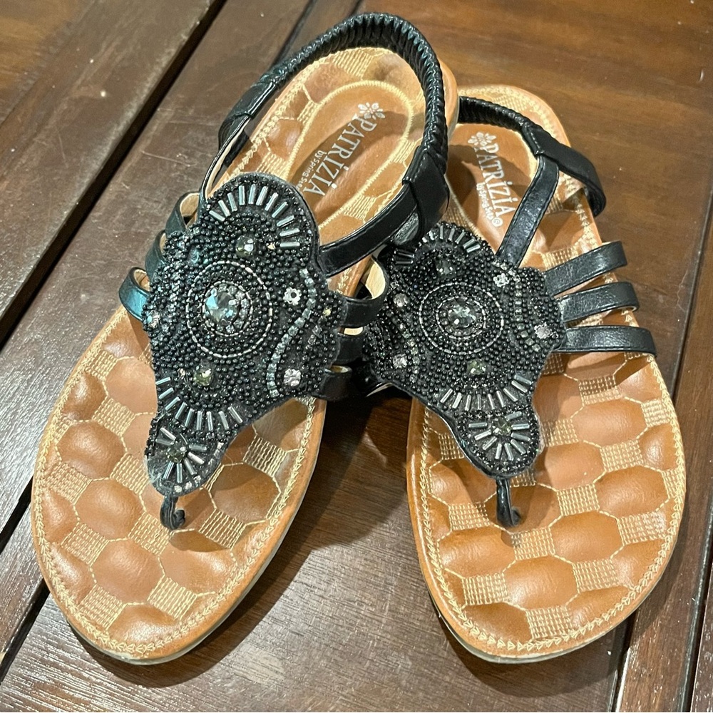 Patrizia by Spring Step Womens Black Strappy Sandals Size 7